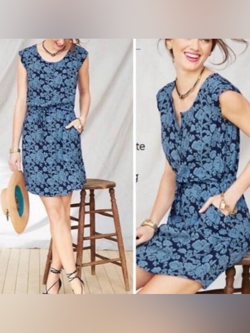 Cabi Java Floral Cap-Sleeve Dress Medium